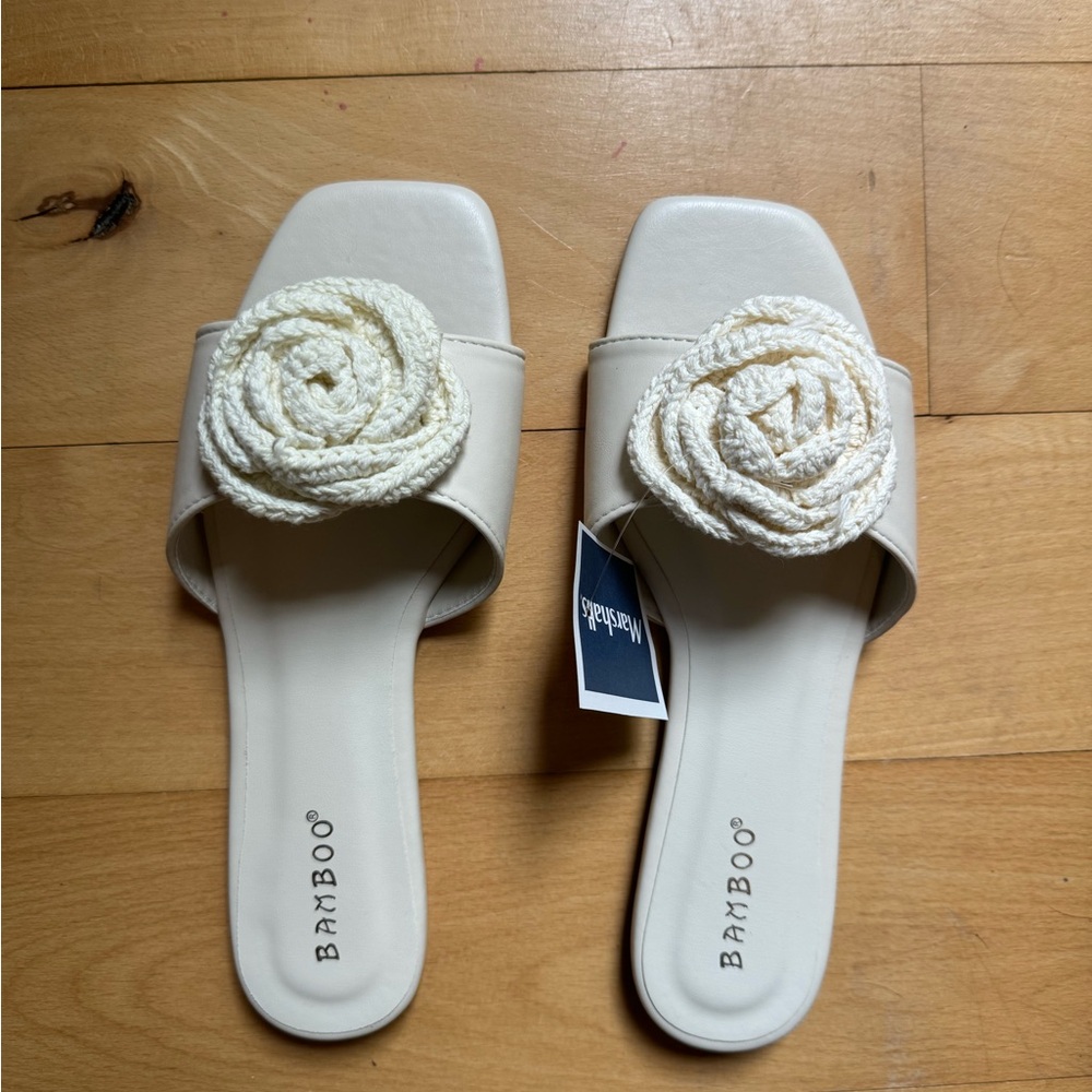 BAMBOO | Cream Slide Sandal
